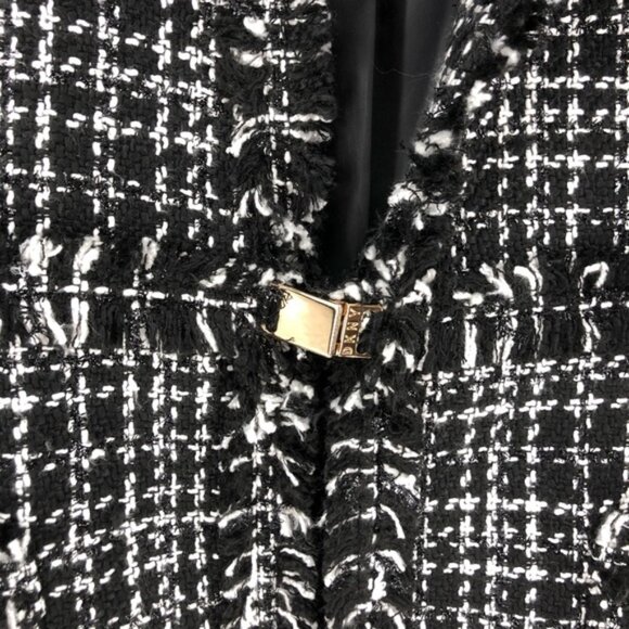 DKNY Black Long Tweed Topper Jacket - Picture 6 of 15